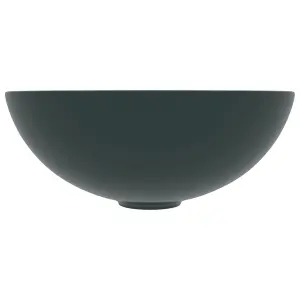 Berkfield Bathroom Sink Ceramic Dark Green Round