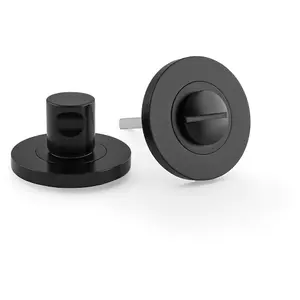 Modern Plain Thumbturn & Release Lock - Matt Black - Bathroom Door WC