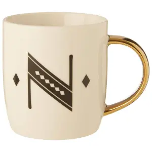 Maison by Premier Mimo Diamond Deco N Letter Monogram Mug