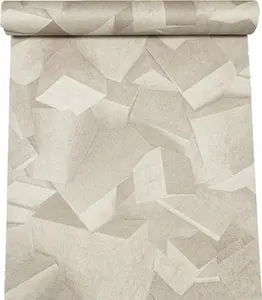 Textured 3D Effect Geometric Hexagon Quadra Natural Grey Wallpaper L50507