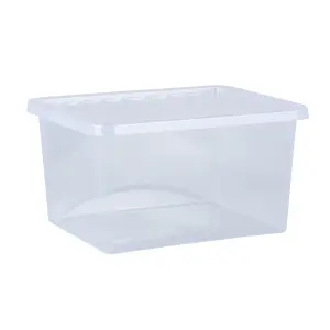 Wham Crystal 37L Medium Under Bed Plastic Storage Boxes With Lids - Pack of 5. Clear, Strong  Made in UK Clear