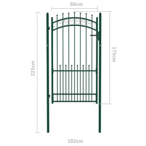 Berkfield Fence Gate with Spikes Steel 100x175 cm Green