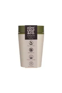 Circular Coffee Cup 8oz Cream & Honest Green