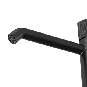 GoodHome Levanna Tall Matt Black Round Deck Mixer Tap