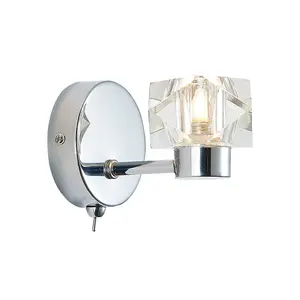 Luminosa Contemporary Wall Lamp Chrome, Crystal Cube