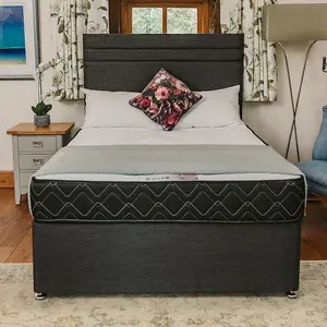 Madrid Special Memory Foam Sprung Divan Bed Set 6FT Super King 4 Drawers - Naples Slate