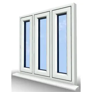 1145mm (W) x 1095mm (H) PVCu Flush Casement Window - 3 Panes Non Opening Window - White Internal & External