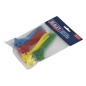 Sealey 100mm x 2.5mm Cable Zip Tie Assortment Four Colours - Pack of 200 CT200