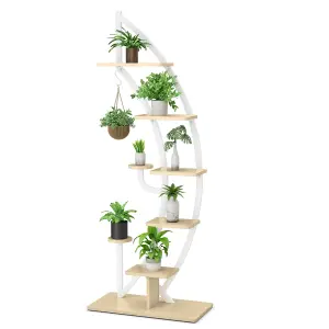 Costway 8-Tier Tall Metal Plant Stand Rack Curved Half Moon Shape Ladder Planter Shelf