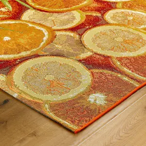 Orange Outdoor Rug, Abstract Stain-Resistant Rug For Decks Patio Balcony, Nature Print Outdoor Area Rug-120cm X 170cm