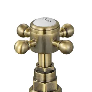 ENKI Camberley Antique Brass Pillar Solid Brass Hot & Cold Basin Taps BT3206