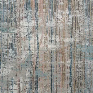 Beige Blue Living Area Rug with Distressed Finish 80x150cm