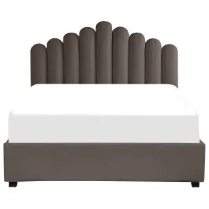 Velvet EU King Size Ottoman Bed Taupe VINCENNES