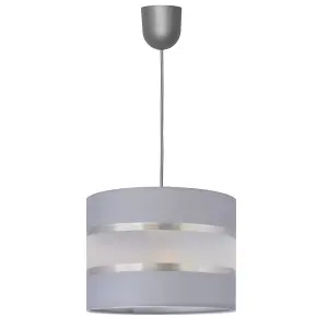 Luminosa Helen Cylindrical Pendant Ceiling Light Grey, Silver 20cm