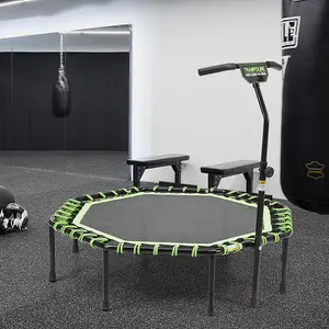 51 Inch Green Octagonal Garden Trampoline Fitness Trampoline with Adjustable T-Bar Handle  for Kids Adults