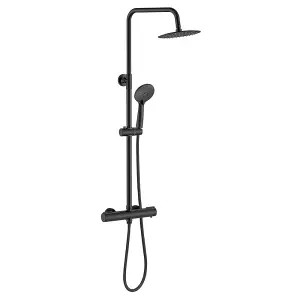 SKY Bathroom 3-spray pattern Black Thermostatic Shower kit