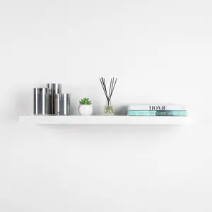 White Wooden Floating Shelves, Small 80 cm White Wooden Wall Mounted Decorative Storage Shelf