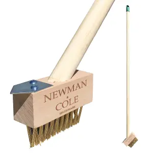 Wooden Weed Brush Wire Weeding Broom with Scraper