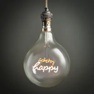 ValueLights Vintage Style 2w LED BC B22 Bayonet Cap Word Script Happy Design Clear Light Bulb - Happy