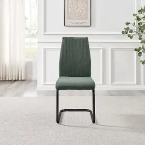 Furniturebox UK Lorenzo 2x Green Fabric Black Leg Dining Chair