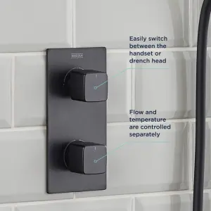 Bristan Noctis Matt Black Recessed Thermostatic Mixer Multi head shower