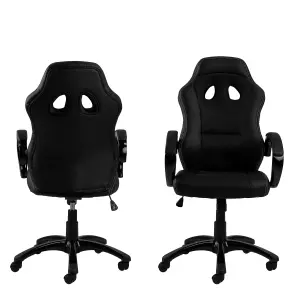 Race Gaming Chair in Black Supported by a 5-star Base in Black nylon