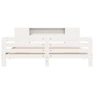 Berkfield Bed Frame without Mattress White 180x200 cm Super King Solid Wood Pine