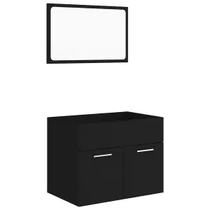 Berkfield 2 Piece Bathroom Furniture Set Black Engineered Wood