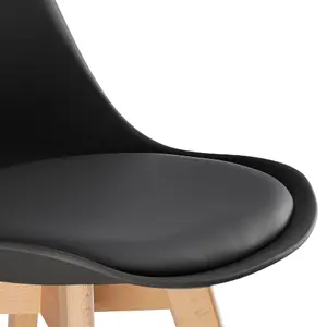 Dining Chairs Frederikke Set of 6 - padded, ergonomic shape - black