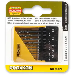 Proxxon 10 Piece HSS Twist Drill Set