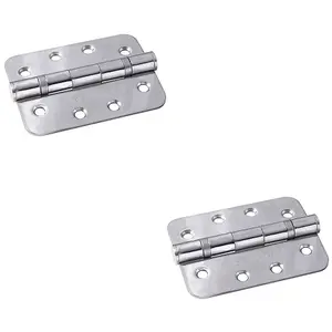 2 PACK - PAIR Grade 13 Heavy Duty Ball Bearing P Hinge - RADIUS 107 x 77mm Bright Steel