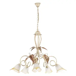 Luminosa Vanda 5 Light Multi Arm Pendant Ceiling Light, Ivory