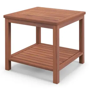 Costway 2-Tier Wooden Coffee Table Outdoor Portable Rectangular Side Table