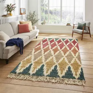 Multi Kilim Modern Easy to Clean Geometric DiningRoom Bedroom And Living Room Rug-150cm X 230cm