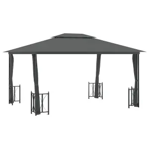 Berkfield Gazebo with Sidewalls&Double Roofs 3x4 m Anthracite