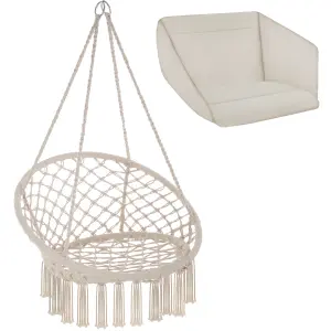 Swing Chair Grazia - seat and back cushions, stable, durable hanging chair - beige