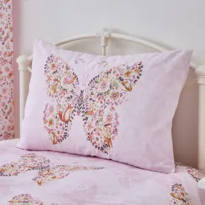 Catherine Lansfield Bedding Enchanted Butterfly Reversible Duvet Cover Set with Pillowcases Pink