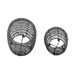 Set of 2 Plant Pots CHELONE PE Rattan Black