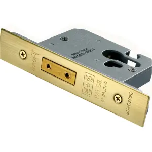 64mm EURO Profile Deadlock - Polished Brass - BS EN 12209 Security Lock