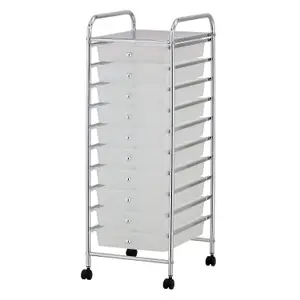 Taylor & Brown 10-Drawer Mobile Rolling Storage Trolley - Organiser on Wheels for Salon, Beauty, Makeup & Home Office (White)