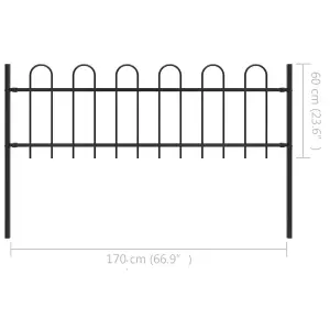 Berkfield Garden Fence with Hoop Top Steel 1.7 m Black