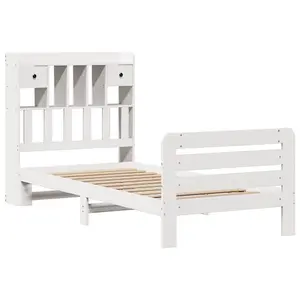 Berkfield Bookcase Bed without Mattress White 100x200 cm Solid Wood Pine