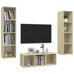 Berkfield 3 Piece TV Cabinet Set Sonoma Oak Engineered Wood