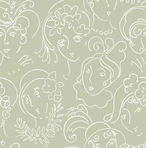 NuWallpaper NUS4544 Lovely Ladies Who Lunch Novelty Peel & Stick Wallpaper, Green