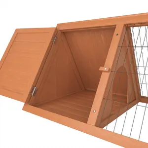 Pet Vida Triangle Wooden Pet Hutch, Guinea Pig, Bunny, Chicken Run Cage, 50 x 98 x 41