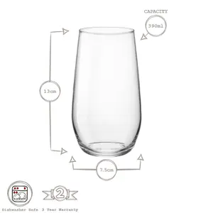 Bormioli Rocco Electra Highball Glasses - 390ml - Pack of 6