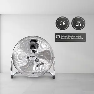 KEPLIN 16" Heavy Duty Chrome Floor Fan with 3 Speeds