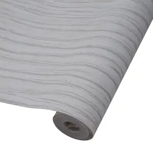 Grey Contemporary 3D Woodgrain Non Woven Wallpaper Roll 950cm (L)