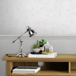 Laura Ashley Eva Sugared Grey Floral Smooth Wallpaper Sample