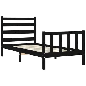 Berkfield Bed Frame with Headboard Black 100x200 cm Solid Wood